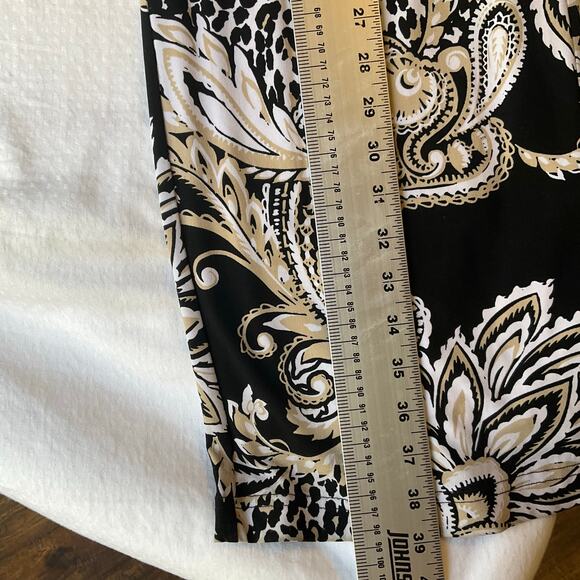 CActive Women Palazzo Pants size 2 Floral Black Mid Rise Stretch Flared Vacay - Picture 3 of 11